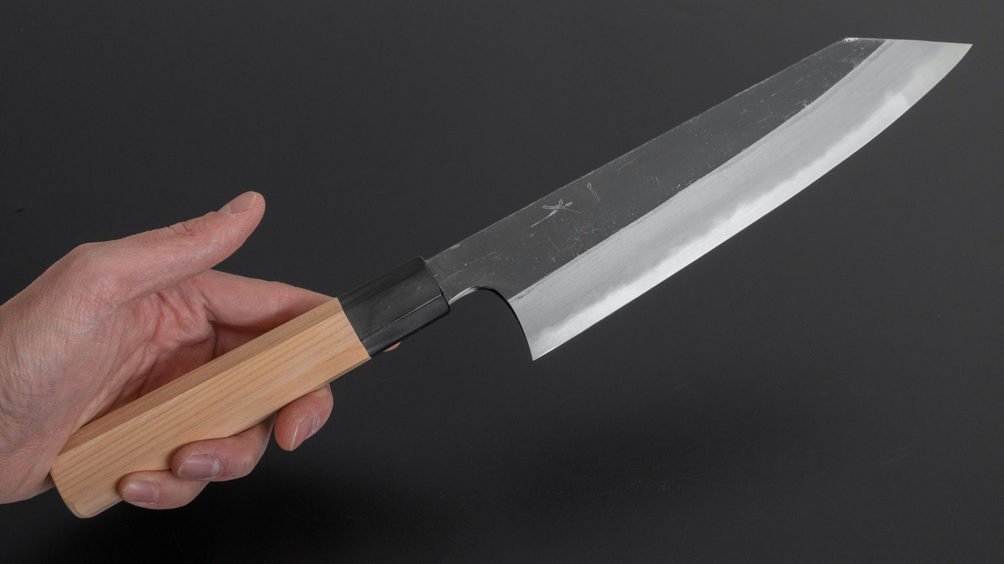 Hitohira Togashi White #2 Kiritsuke Gyuto Japanese Chef Knife 210mm - Kurouchi Finish with Hinoki Cypress Wood Handle - Perfect for Sushi, Sashimi & Precision Cutting