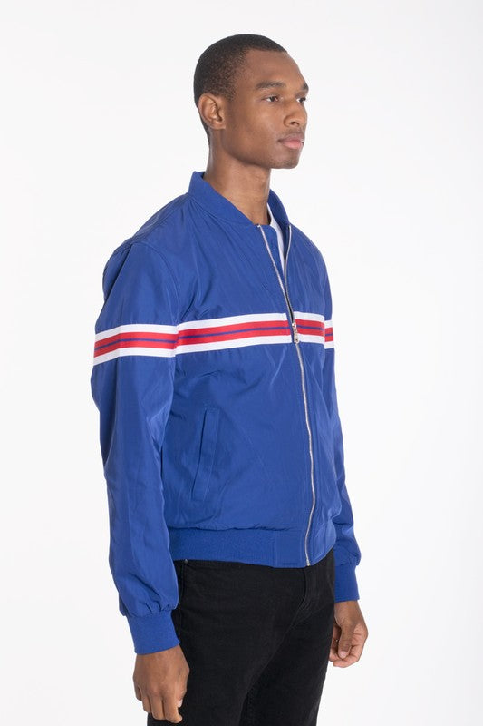 Luxury Woven Taped Bomber Jacket for Men - Stylish Lightweight Outerwear for Casual & Streetwear Fashion | Perfect for Fall, Winter & Spring Seasons