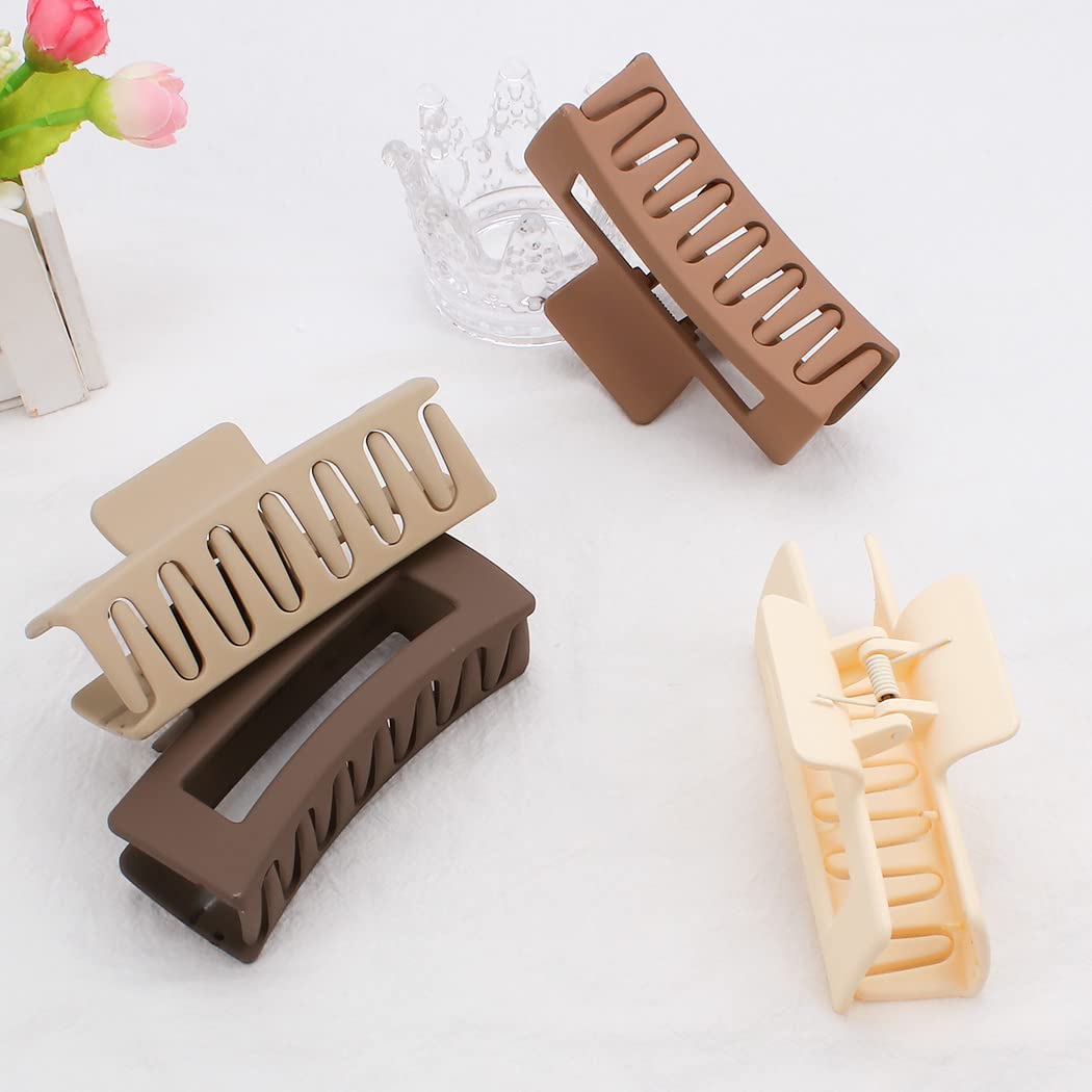 ALIBA COLLECTION 4-Piece Matte Hair Claw Clips Set for Thick Hair - Neutral Hair Accessories with Strong Hold (Multicolor) - Perfect for Updos, Ponytails & Everyday Styling