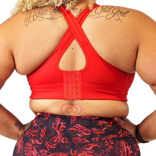 Front Zipper Sports Bra for Women - Adjustable & Supportive Fire Red Workout Top for Running, Yoga & Gym