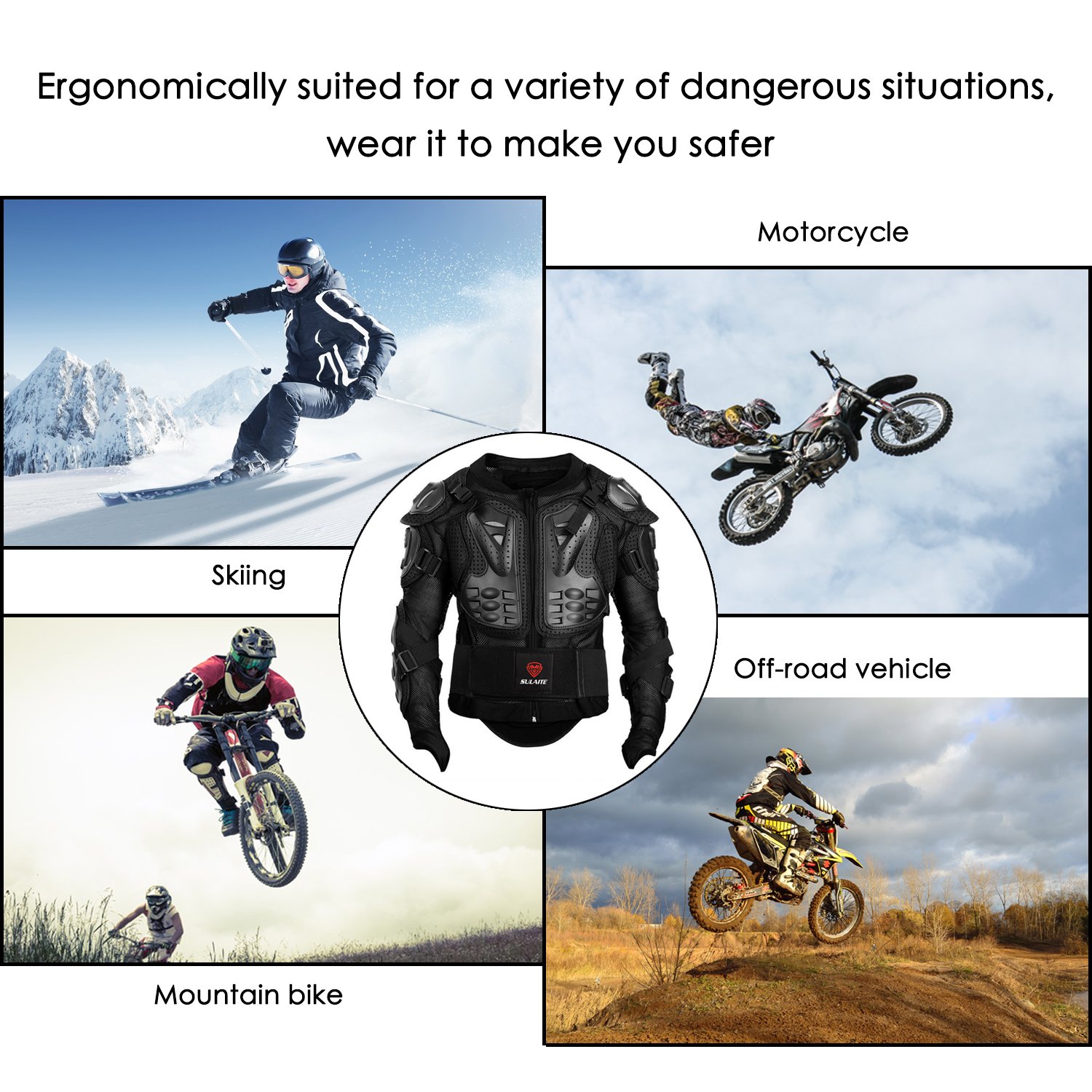 Men's Motorcycle Armor Jacket XL - Motocross & MTB Racing Protection