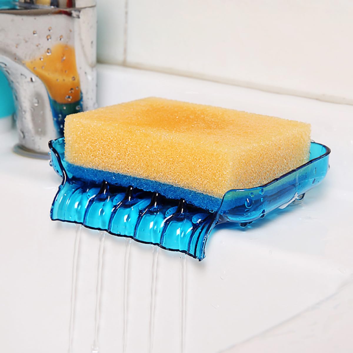 Shower Soap Holder with Suction Cup - Drainable Soap Storage Case, Soap Tray & Sponge Organizer for Bathroom - Perfect for Shower, Bathtub, and Kitchen Sink