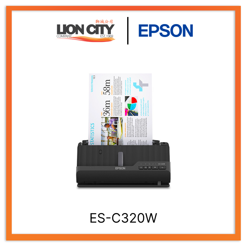 Epson WorkForce ES-C320W Wireless Desktop Document Scanner with ADF - Fast, Compact & Reliable for Home Office, Small Business & Remote Work