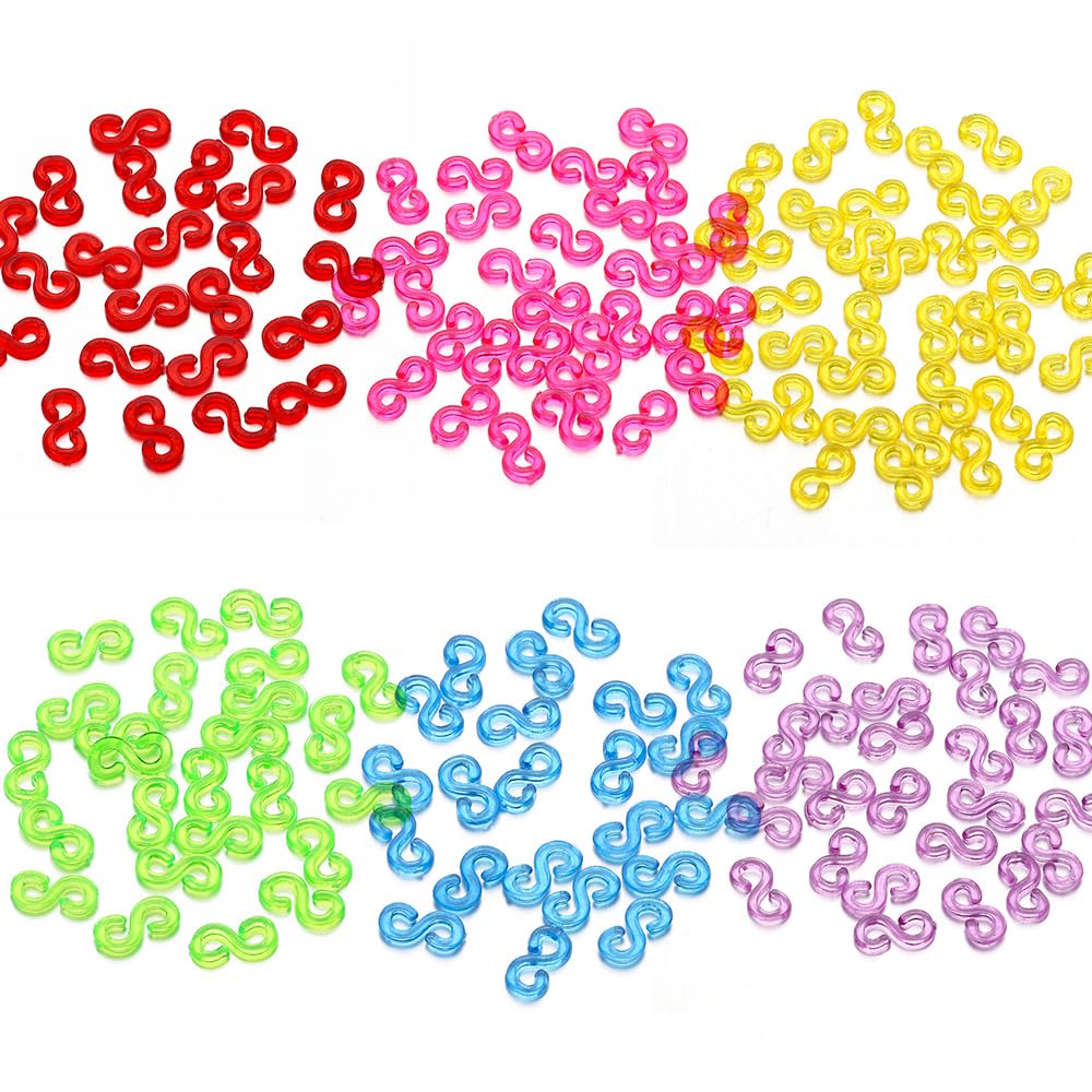3000 Pcs S Clips Rubber Band Clips - 6 Colors Plastic Connectors for Loom Bracelets DIY, Handicrafts & Jewelry Making | Refill Kit for Rainbow Loom, Friendship Bracelets & Kids Crafts