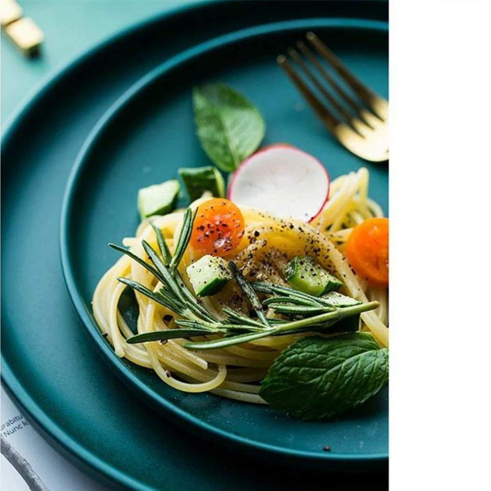Matte Ceramic Appetizer Plates 6 Inch - Set of 4 Small Mini Dessert Plates, Microwave & Oven Safe - Perfect for Snacks, Bread, Butter, Pie, Cake & Cat Dishes - Elegant Green Color - Ideal for Dinner Parties, Tea Time & Pet Feeding