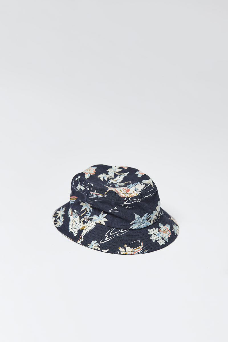 Lite Year Hawaiian Bucket Hat Navy - Stylish Sun Protection for Beach, Vacation & Outdoor Activities