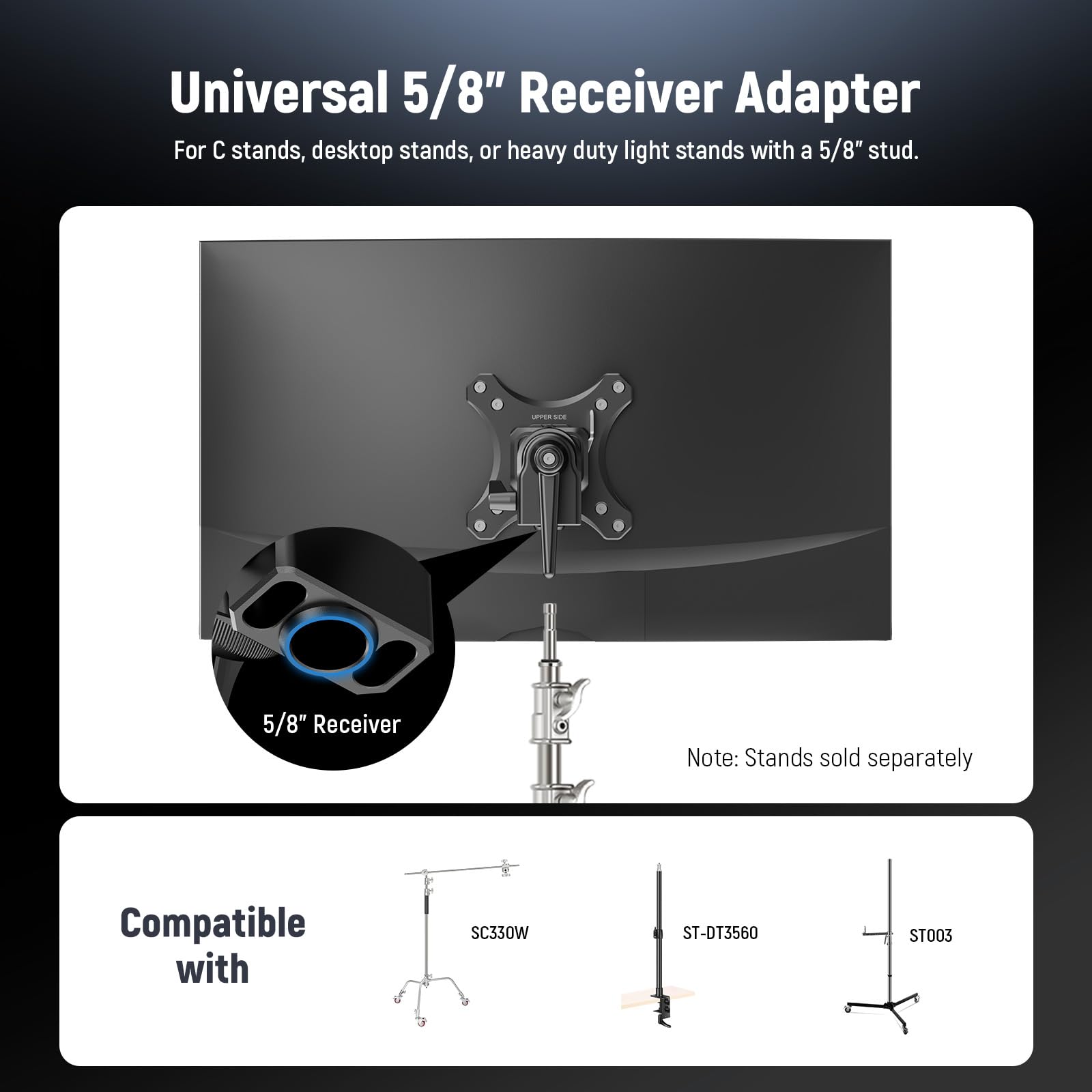 NEEWER VESA Monitor Mount Adapter with Arca Quick Release, 360° Rotatable Ball Head - M4 Screw & 5/8