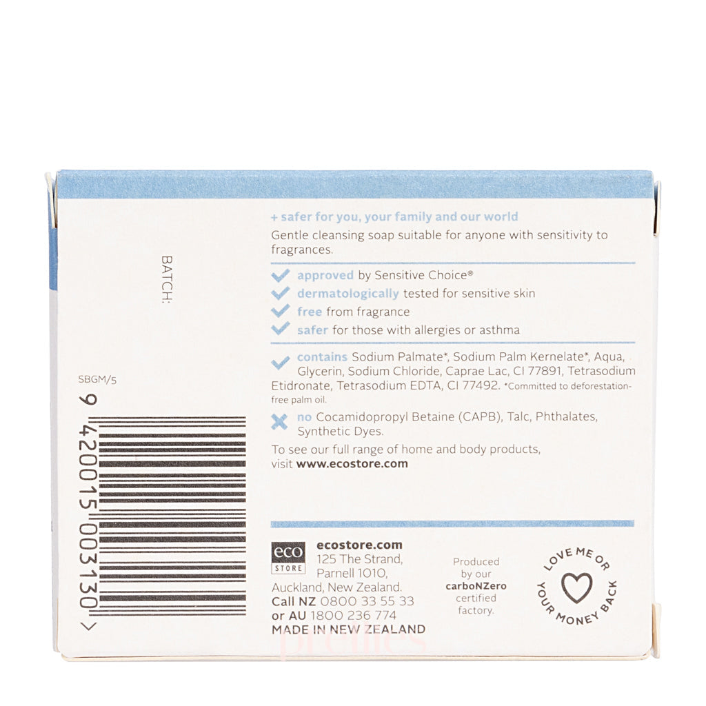 EcoStore Fragrance-Free Goat Milk Soap Bar - 80g x 2 Pack | Gentle Natural Skincare for Sensitive Skin & Baby Care