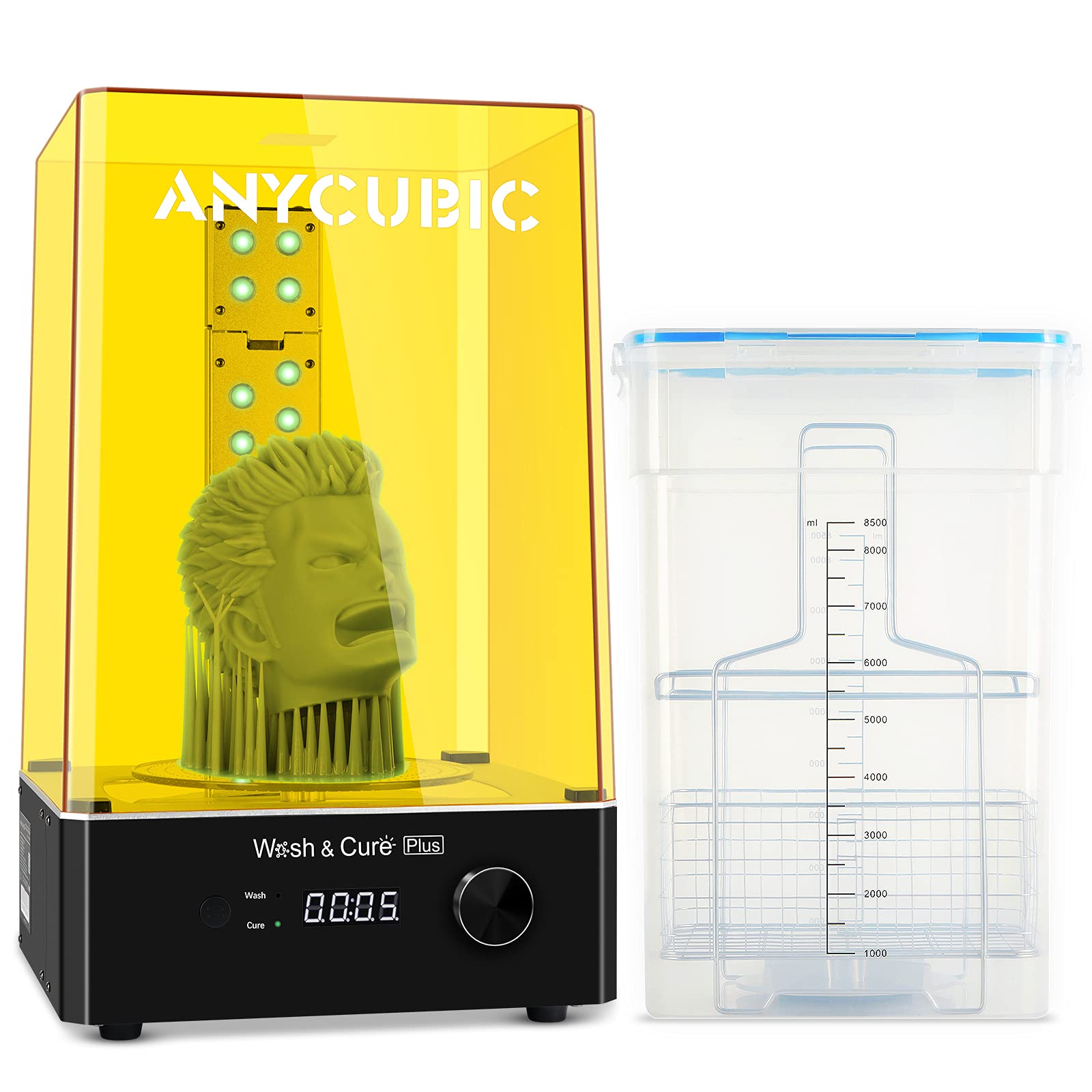 ANYCUBIC Wash and Cure Plus - Largest 2-in-1 Washing & Curing Machine for Saturn, Mono X LCD SLA DLP 3D Printers | L-Shaped UV Light | 192x120x290mm Tank | Perfect for Post-Processing Resin Prints at Home or Studio