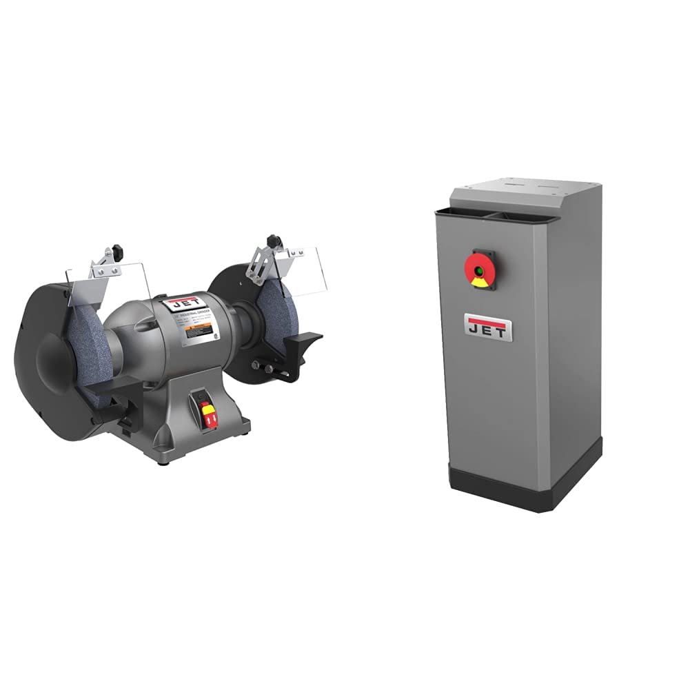 JET IBG-10 10-Inch Industrial Bench Grinder with JDCS-505 Metal Dust Collector Stand - Heavy Duty Metal Grinding & Polishing for Workshop, Garage & DIY Projects (Model 578010 & 414800)