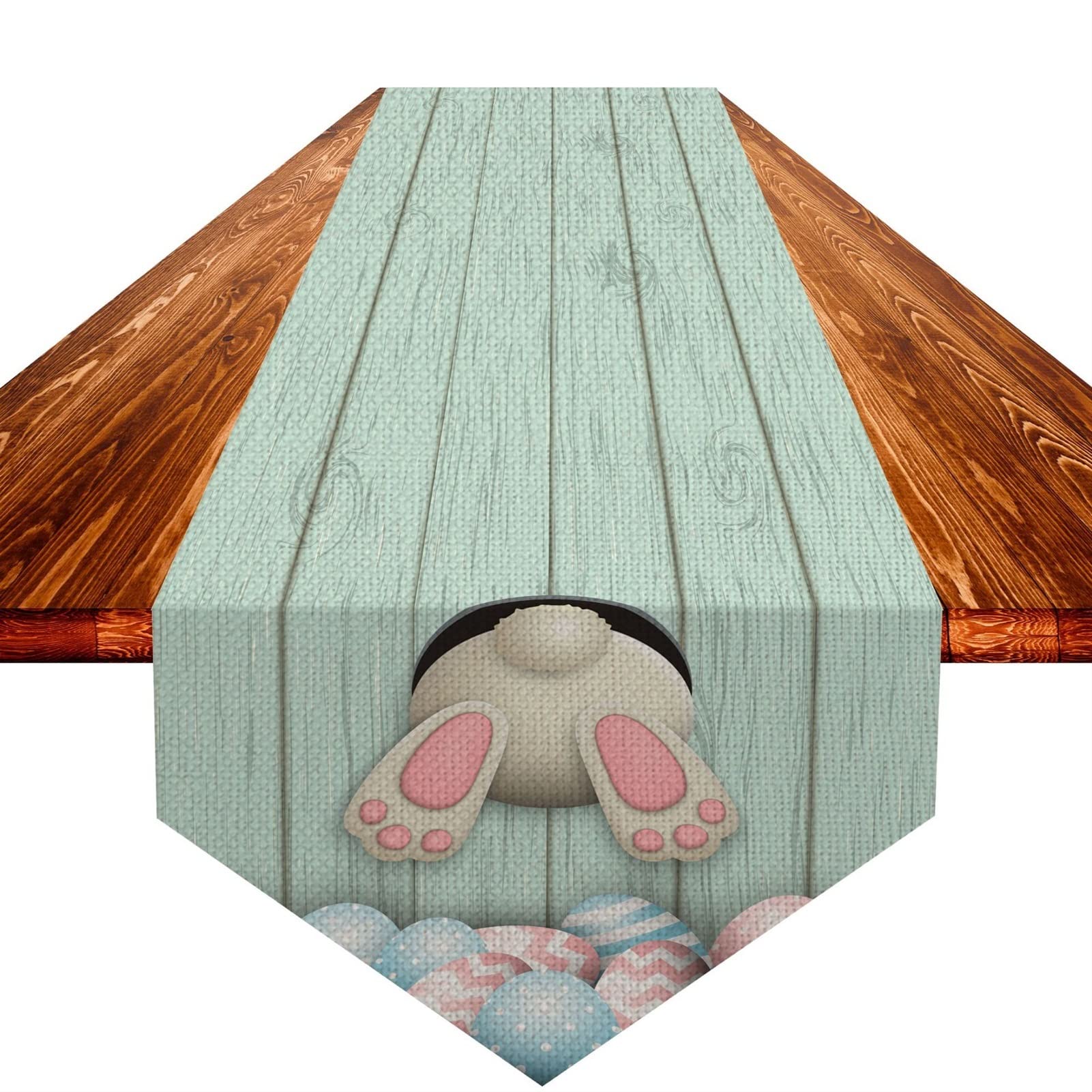 ZAKSEM Easter Bunny Print Table Runner - Modern Spring Tablecloth Decor for Dining, Party & Holiday - Rabbit Animal Design - 7 Color Options (33x183cm) - Perfect for Easter Celebrations, Spring Parties & Home Decor
