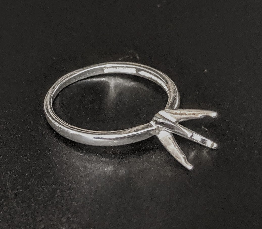 Sterling Silver 3mm Round 4-Prong Deep V-Notch Blank Ring Setting - Size 4,5,6,7,8 - Perfect for Custom Jewelry Making & Engagement Ring Designs