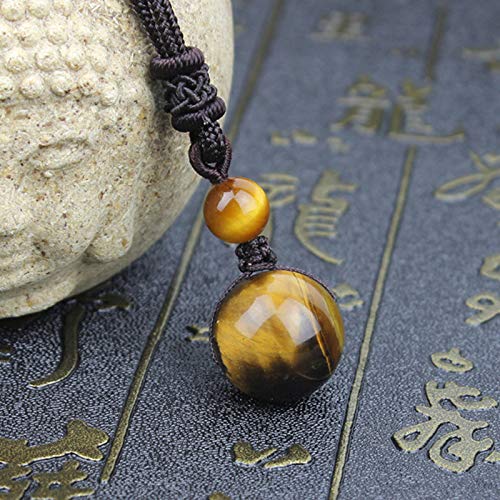 Handmade Chinese Style 16mm Natural Tiger Eye Beaded Pendant Necklace - Perfect for Boho Fashion, Meditation & Spiritual Healing Jewelry