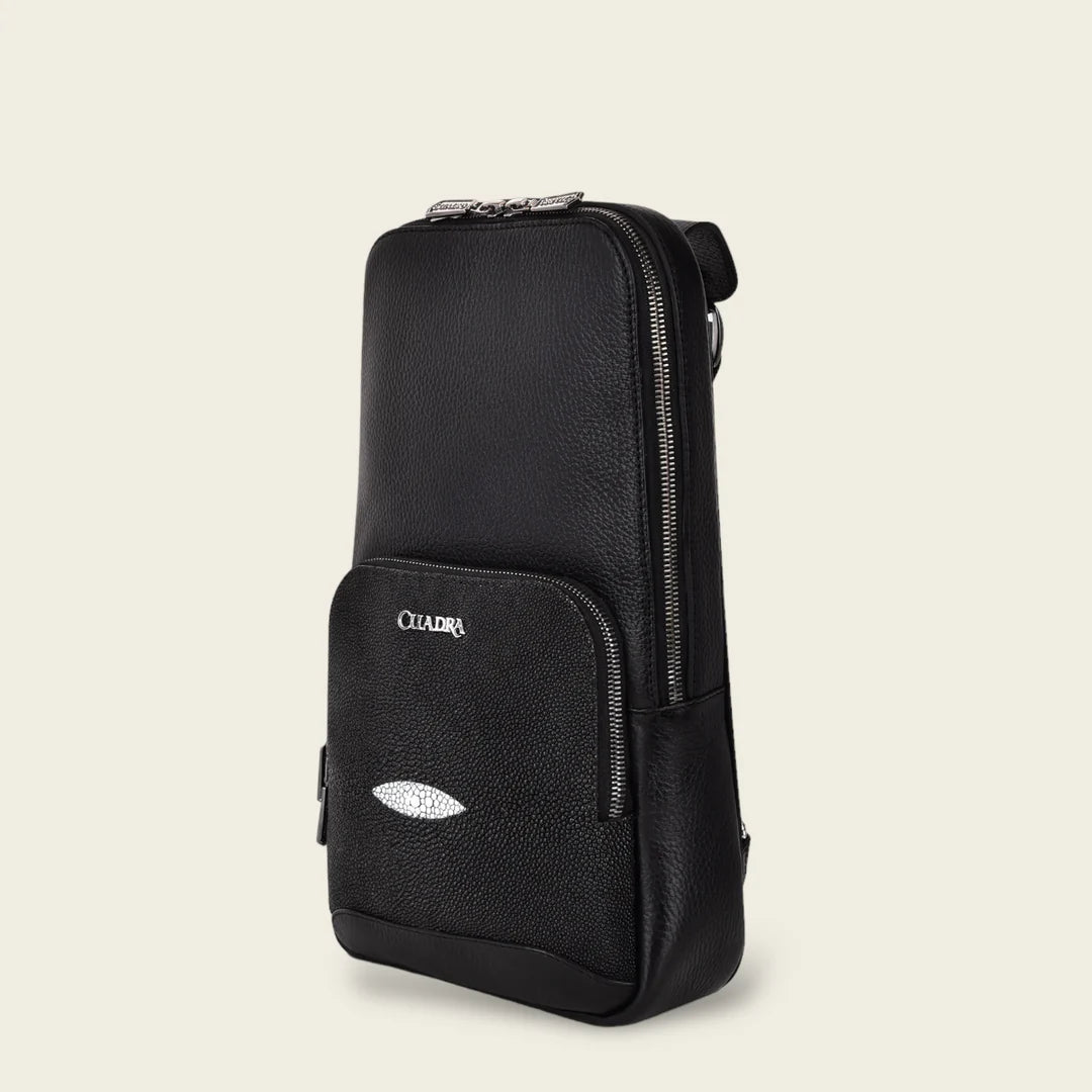 BO462MA Black Cuadra Fashion Stingray Leather Crossbody Messenger Bag for Men - Stylish & Durable Everyday Carry for Work, Travel & Casual Outings