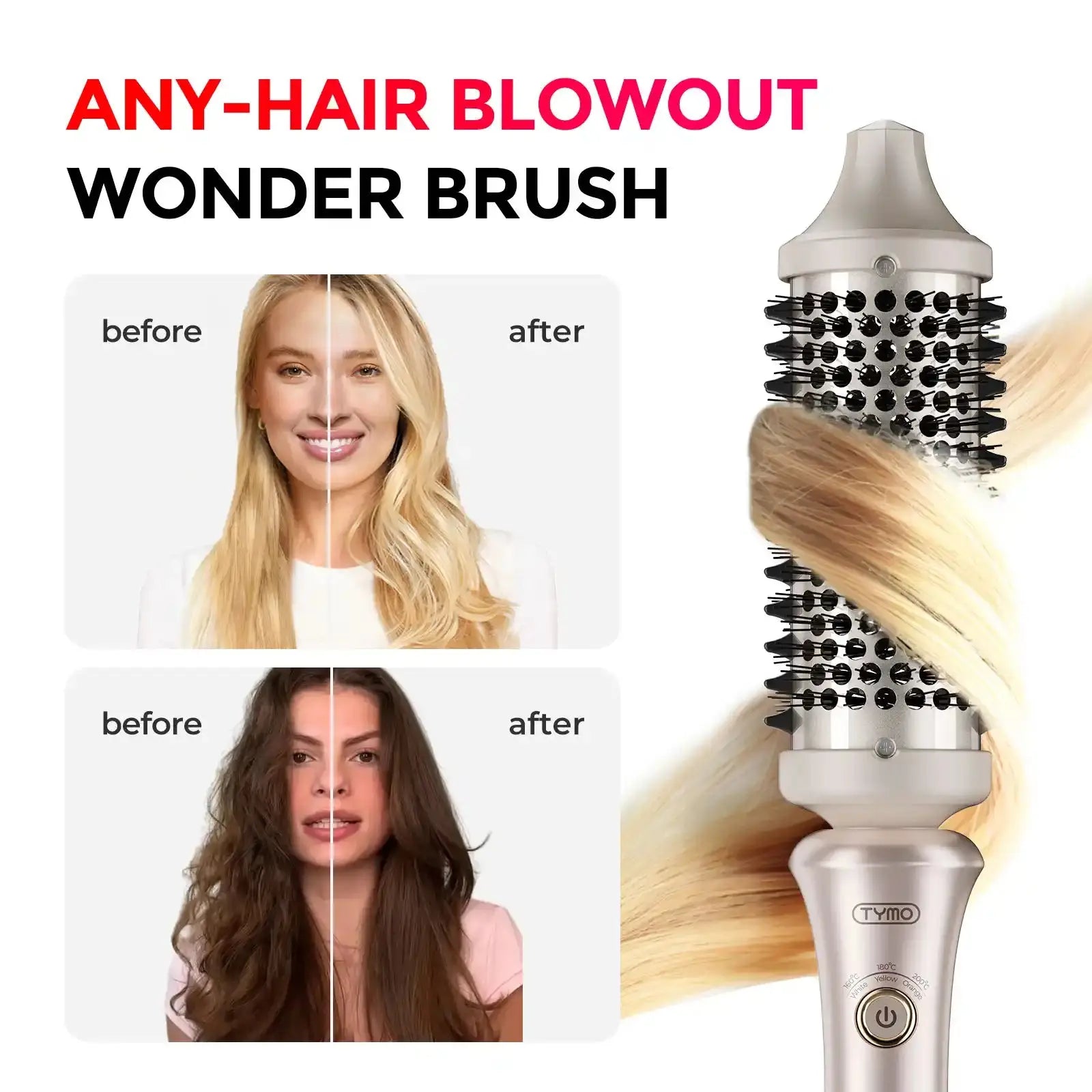 TYMO StylePro Hair Straightener Brush - 2-in-1 Flat Iron & Styler for Smooth, Frizz-Free Hair | Perfect for Home Use, Travel & Salon Styling