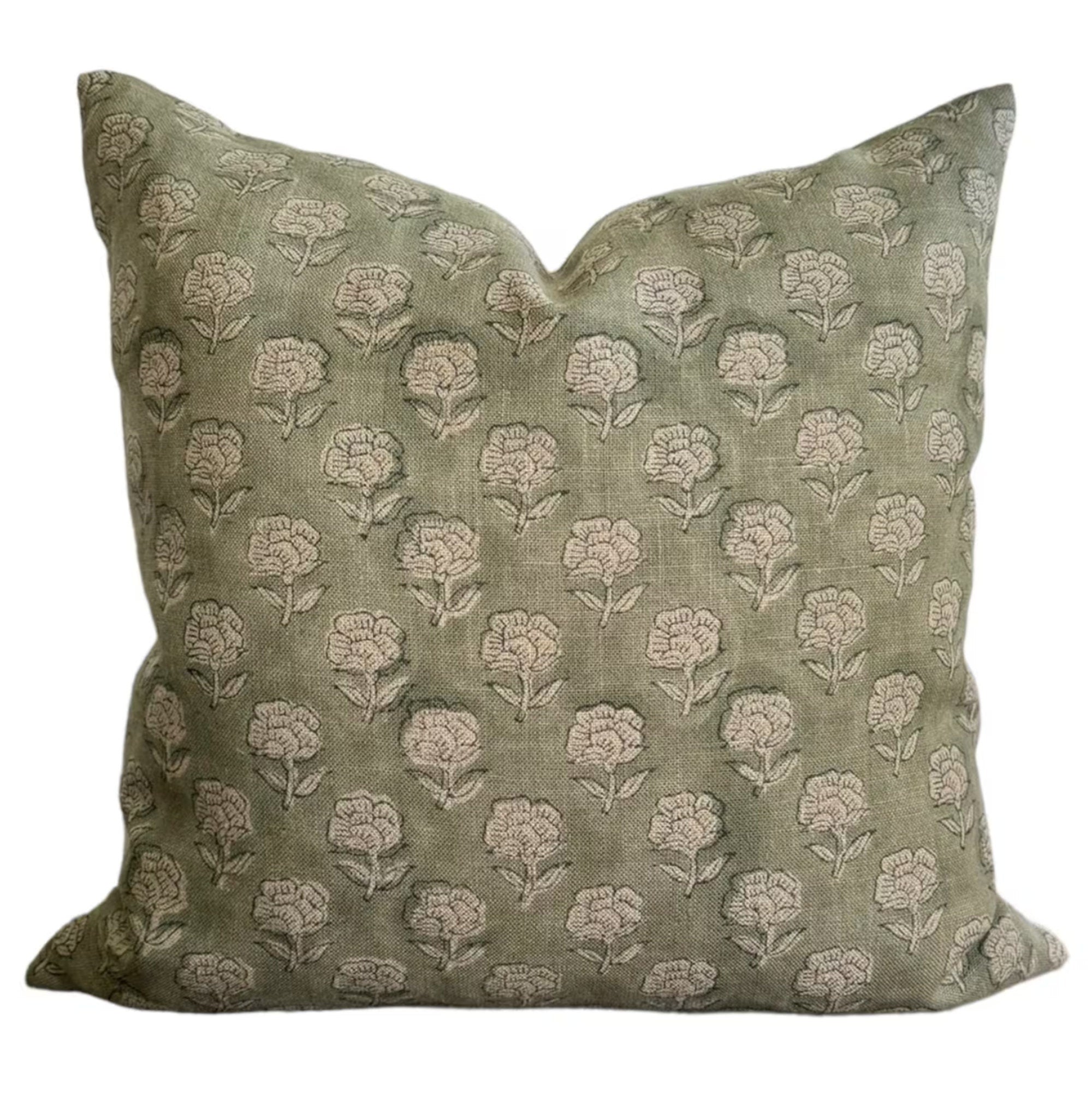 Stylish Sage Green Bandon Floral Linen Pillow Cover - Home Decor for Living Room, Bedroom & Sofa