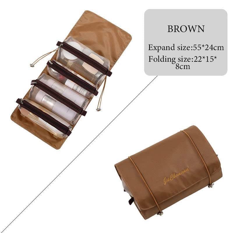 Sparrowfly Multifunctional Hanging Travel Toiletry Bag for Men & Women - Waterproof Cosmetic Organizer with Multiple Pockets, Perfect for Makeup Storage, Grooming Kit & Travel Essentials (Brown) - Ideal for Camping, Gym, Business Trips & Vacation Packing