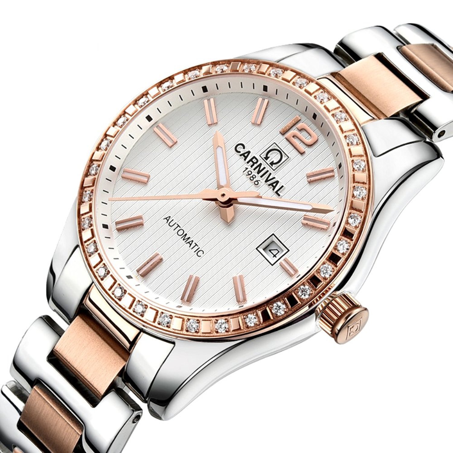 Luxury Rhinestone Automatic Mechanical Watch for Women - Stainless Steel, Luminous, Waterproof - Perfect for Formal Events, Parties & Everyday Wear