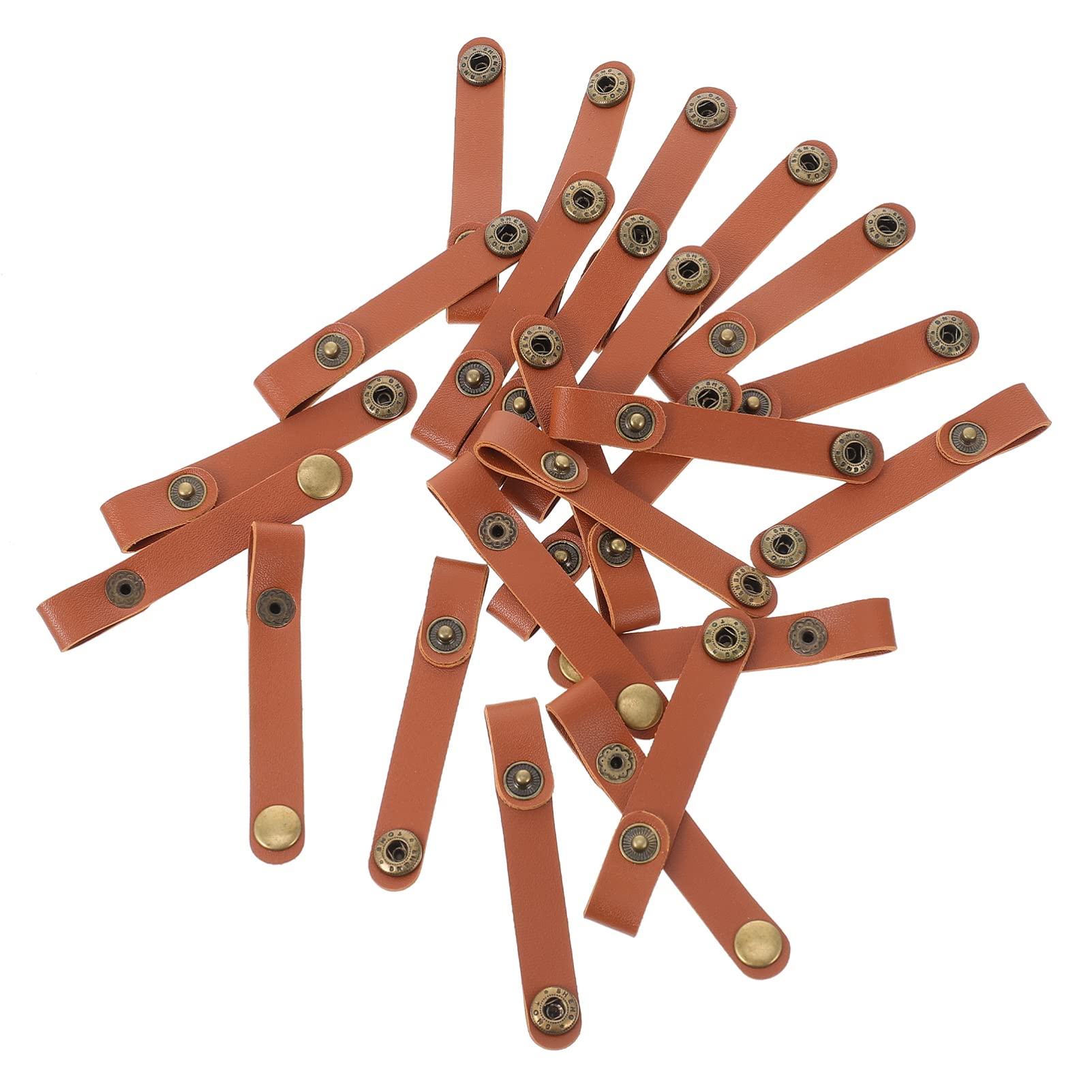 **24-Pack Hemobllo USB Cable Organizer Set - Leather Cord Holder & Winder for Earphones, Travel, Home - Brown USB Cable Straps & Management Clips (Perfect for Office, Car, Backpack Organization)**