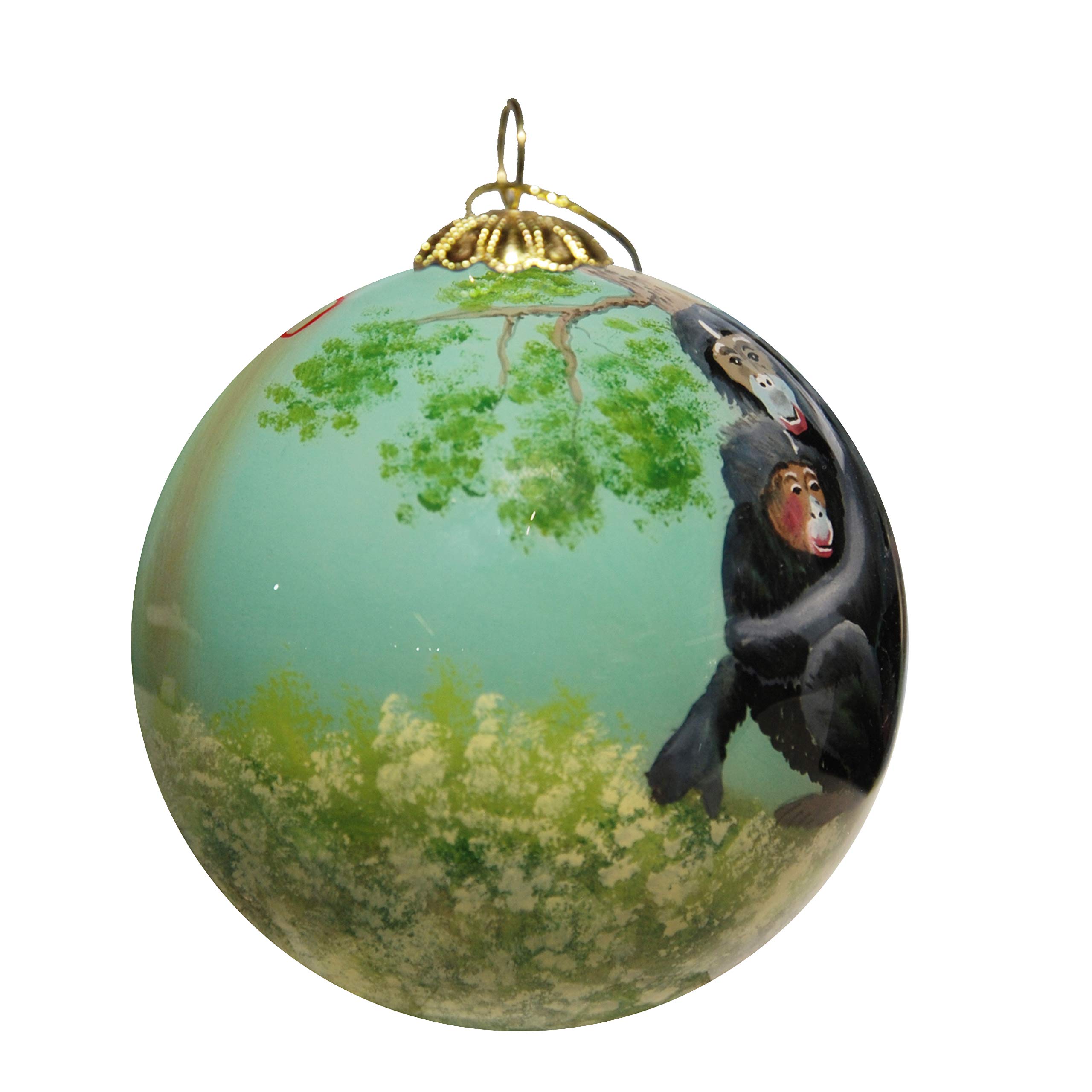 Handmade Blown Glass Christmas Tree Ornament - Festive Monkey Design with Gift Box - Perfect for Holiday Decorations, Gifts & Collectibles