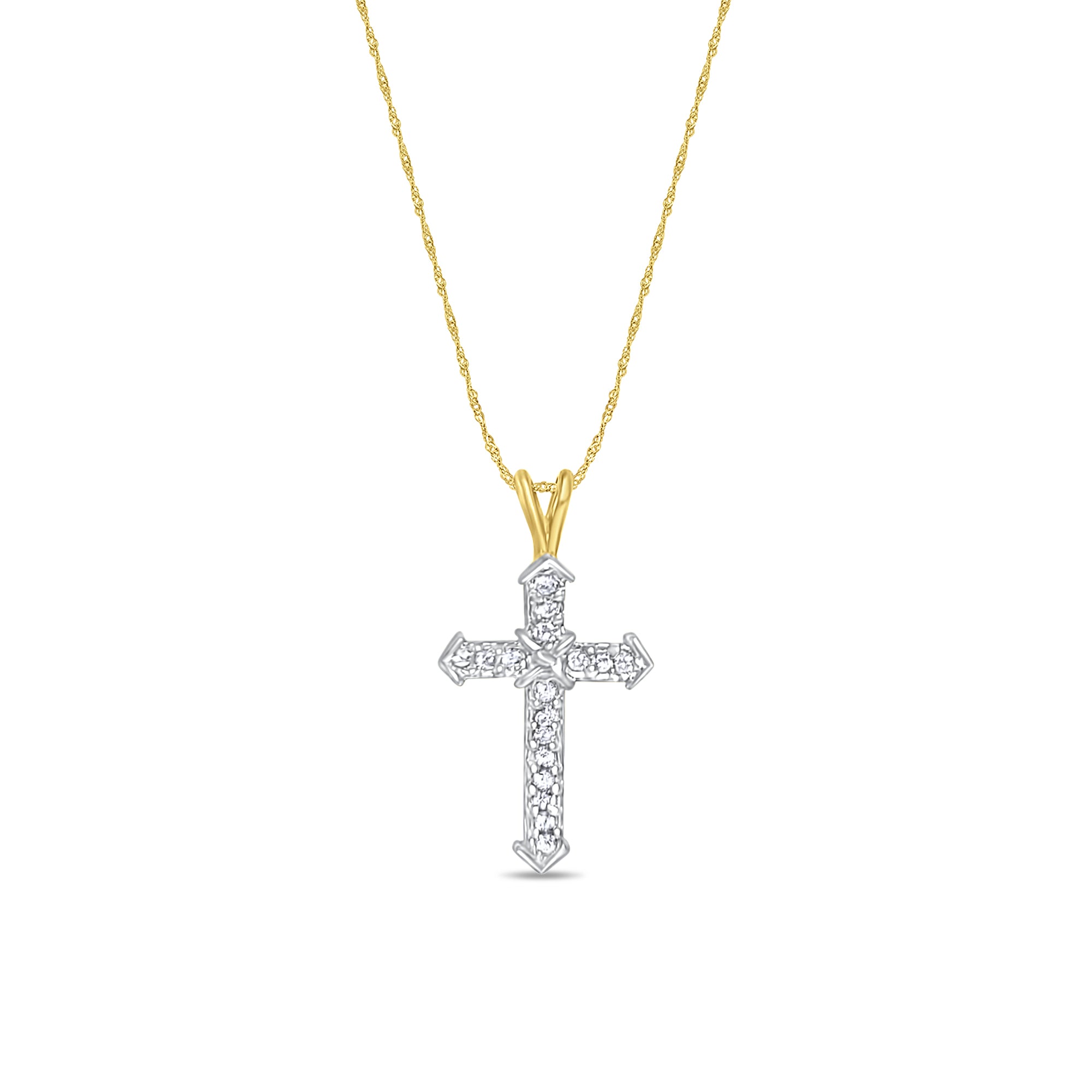 0.33cttw Diamond Cross Necklace in 14k Two-Tone Gold - Elegant Religious Jewelry for Women, Perfect for Gifts, Church & Special Occasions
