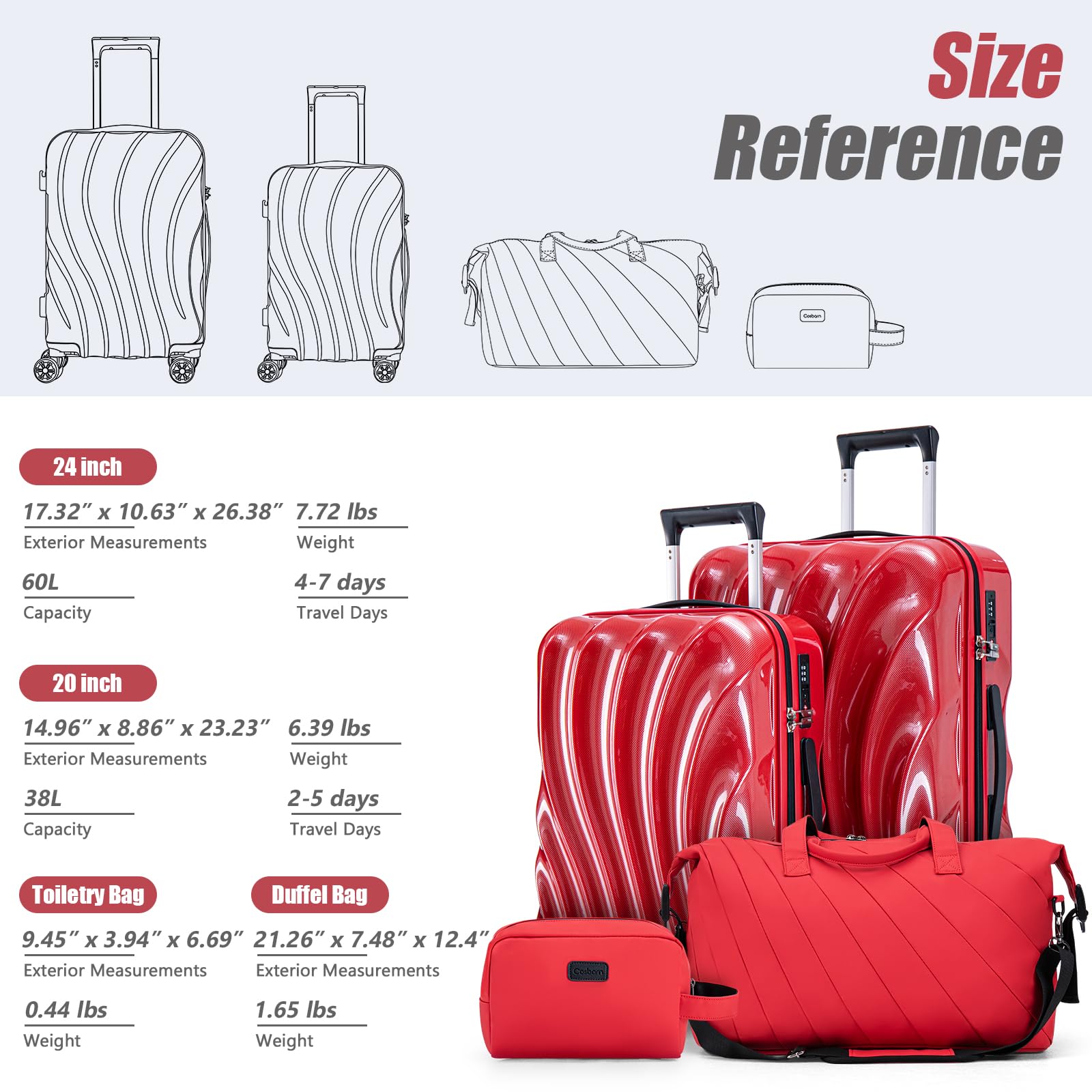 Lightweight ABS+PC Hardshell Carry On Luggage 2-Piece Set (20/24 Inch) with Spinner Wheels, TSA Lock & Phone Holder - Perfect for Business Travel, Weekend Getaways & Airplane Carry-On