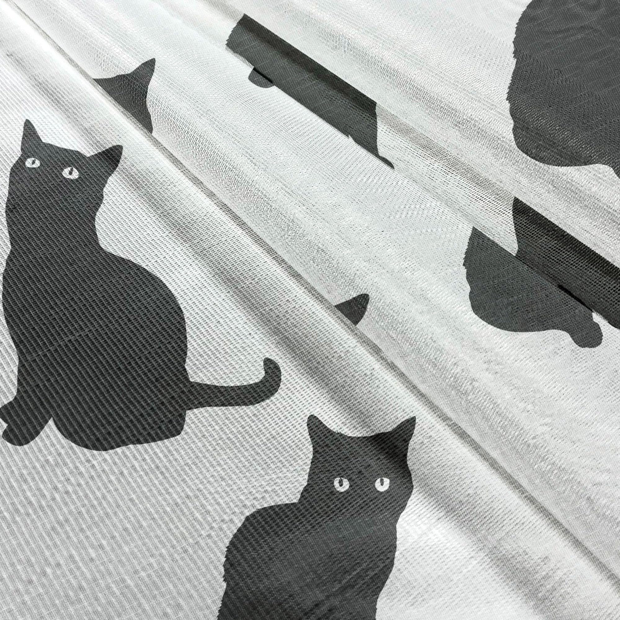 Ambesonne Black Cat Tulle Curtains - 2 Panels 108