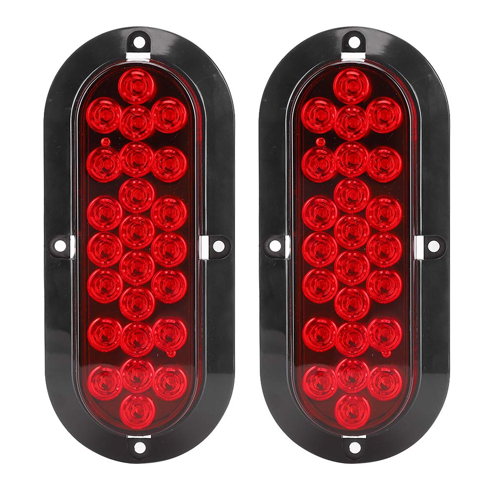 Acouto 2PCS 6-Inch 24-LED Oval Red Waterproof LED Tail Lights - 12V Brake Taillights for Trucks & Trailers | Durable Rear Lamps for Heavy-Duty Vehicles, Boats & Off-Road Adventures