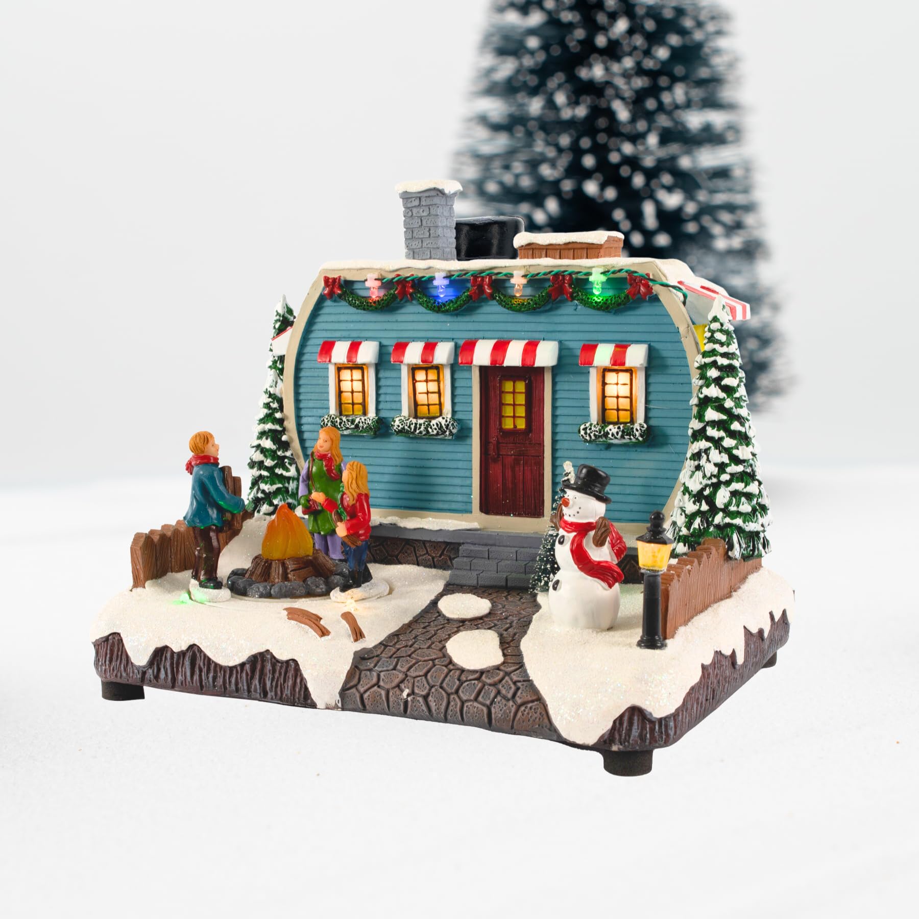 Animated Christmas Village Camper with Motion, Sound & LED Lights - Holiday House Collection Decor for Home, Office & Gift Giving | Perfect for Christmas Tree Displays, Mantel Decorations & Winter Village Scenes