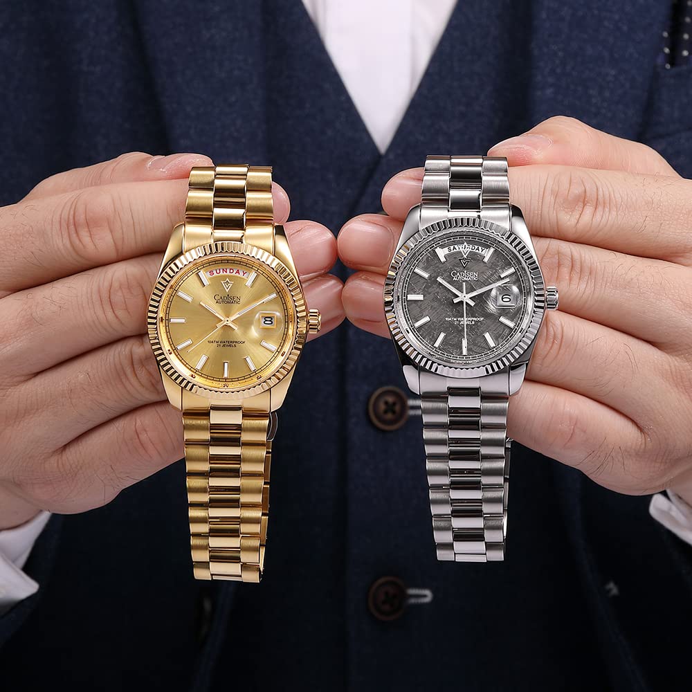 CADISEN Men's Automatic Watch - Luxury Sapphire Crystal Mechanical Wristwatch, Stainless Steel Waterproof Dress Watch for Business & Casual Wear | Perfect for Office, Dating & Formal Events