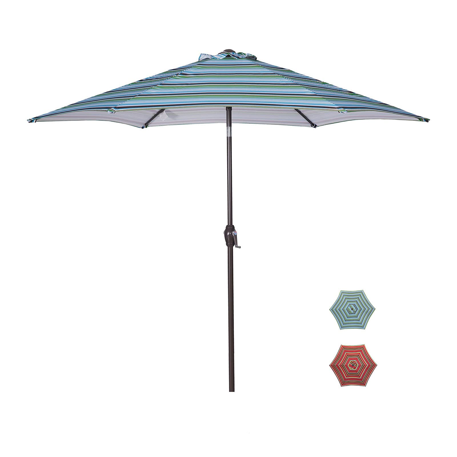 8.6ft Outdoor Patio Umbrella with Push Button Tilt & Crank - Red Stripes Market Umbrella for Garden, Poolside, Beach & Backyard Shade (Umbrella Base Sold Separately) - Perfect for Lounging, Dining & Outdoor Relaxation