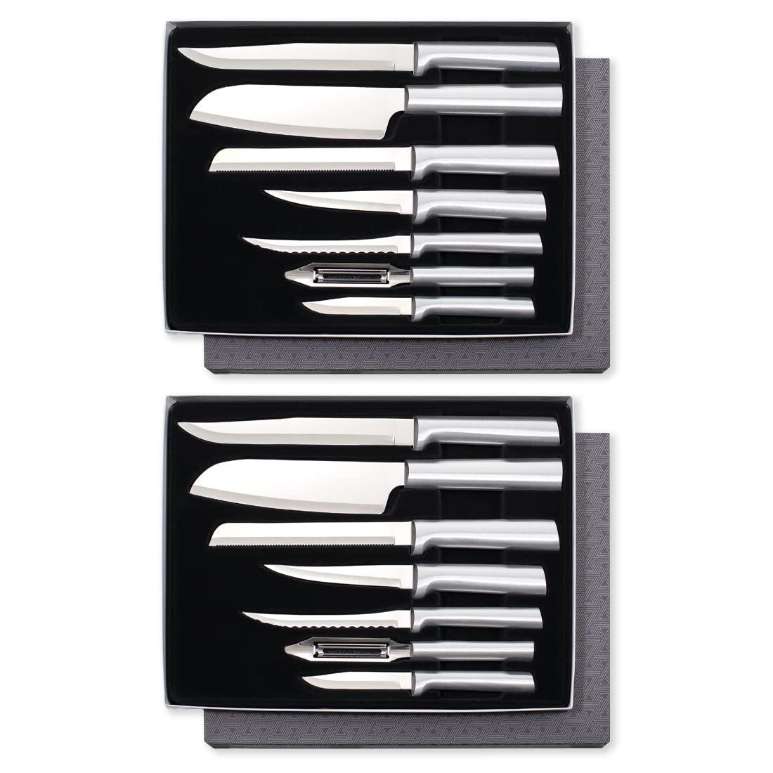 Premium Rada Cutlery 7-Piece Knife Set with Silver Handles - 2 Pack Starter Kitchen Knife Collection - Perfect for Home Cooking, Wedding Gifts & Culinary Enthusiasts