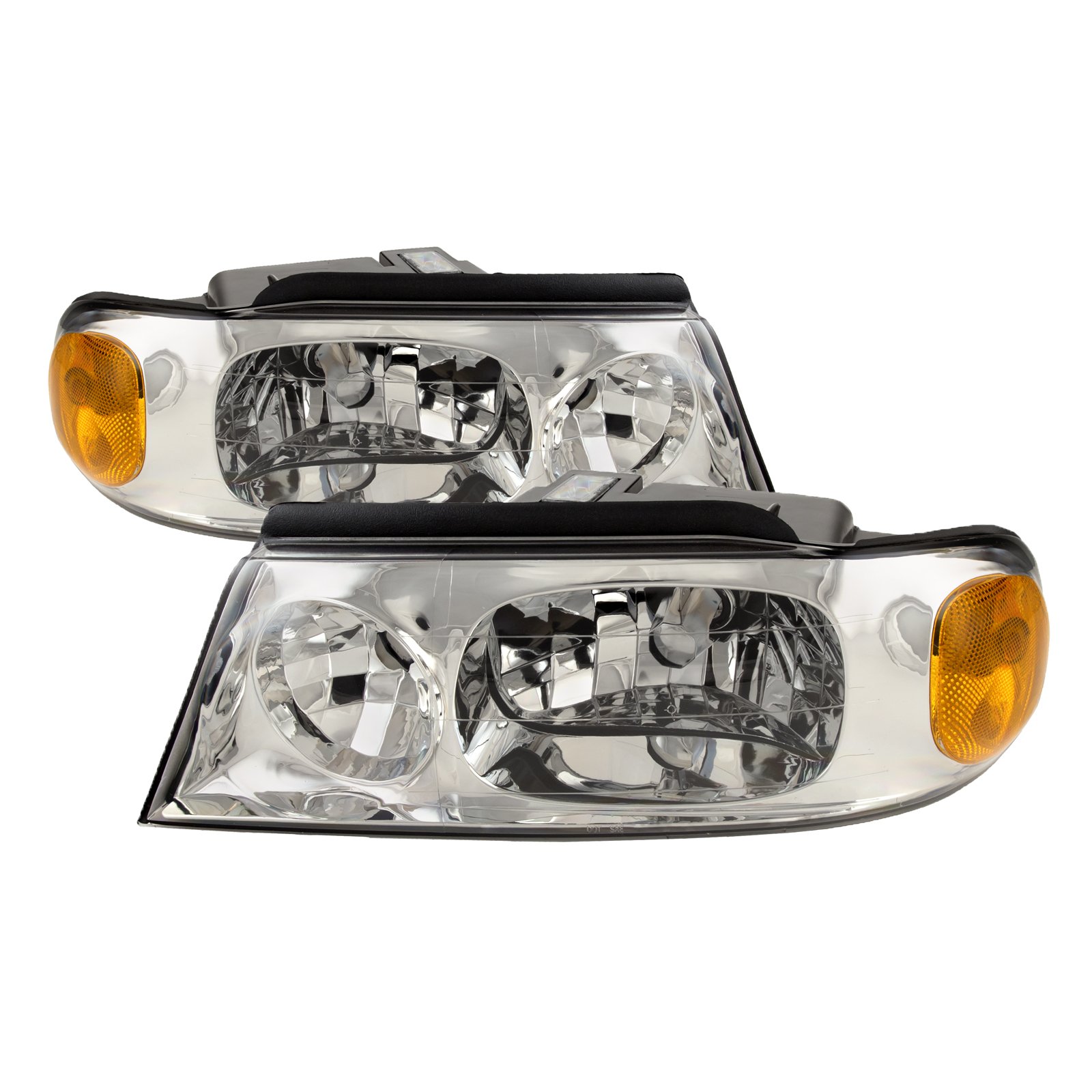 HEADLIGHTSDEPOT Chrome Housing Halogen Headlight Pair - Left & Right Compatible with Rexhall American Clipper 2005 | Replacement for RV & Motorhome Lighting