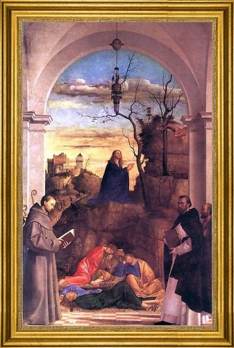 Art Oyster Marco Basaiti Christ Praying in the Garden - 16x24 Inch Religious Wall Art, Premium Canvas Print with Gold Frame - Perfect for Home Decor, Church, or Prayer Room