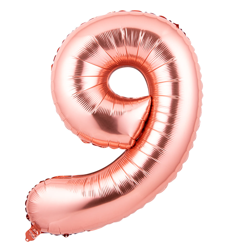 Balloonify Rose Gold Mylar Number 9 Balloon - 40 Inch Large Foil Balloon for Birthday Parties, Anniversaries & Baby Showers (1 Count Box)