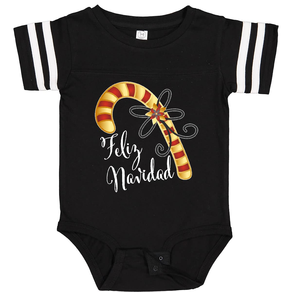 Inktastic Feliz Navidad Red and Gold Candy Cane Baby Bodysuit - Christmas Holiday Outfit for Infants, Newborns & Toddlers - Perfect for Family Photos, Holiday Parties & Festive Celebrations