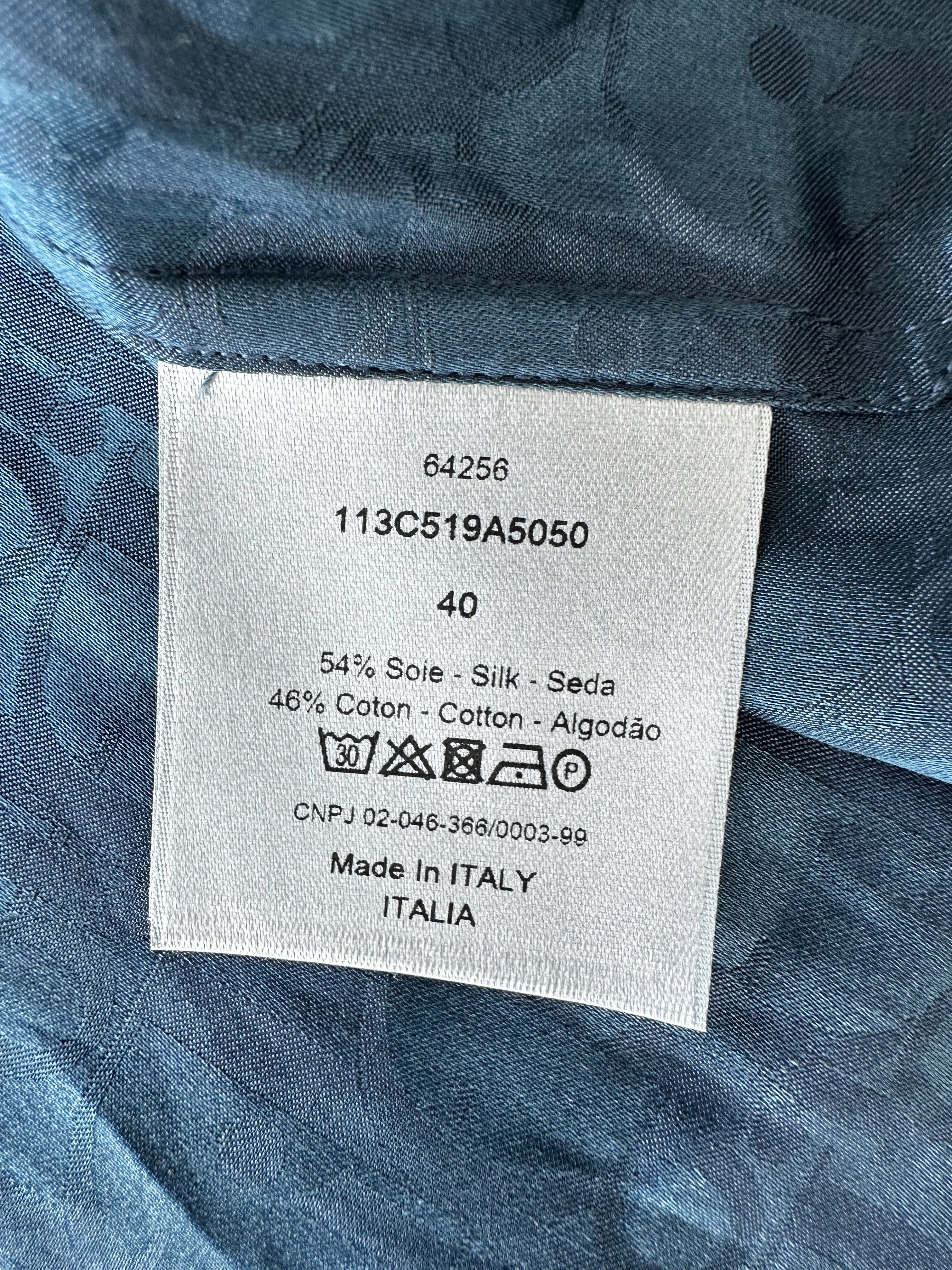 Dior Blue Oblique Silk Button Up Shirt for Men - Luxury Designer Dress Shirt for Business & Formal Occasions