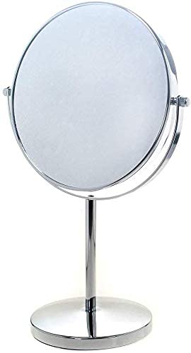 5X Magnifying Makeup Mirror with Stand - 8 Inch Double Sided Vanity Mirror for Bathroom & Bedroom, Chrome Cosmetic Mirror for Shaving & Makeup Application - Perfect for Dressing Tables, Beauty Routines and Personal Grooming
