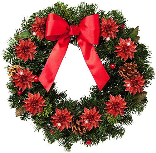 24 Pack Artificial Poinsettia Flowers with Glitter - 3.75 Inch Red Christmas Clip On Ornaments for Tree Decor, Wreaths, Gift Wrapping & Holiday Home Decoration
