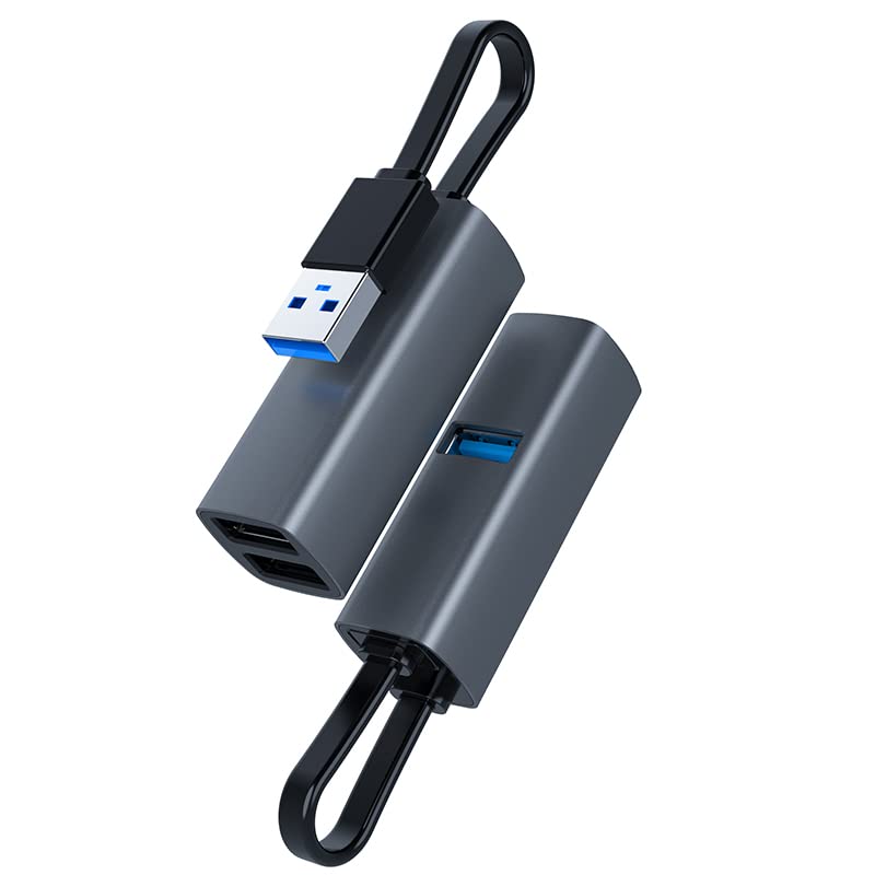 Premium Aluminum USB C Hub 3-in-1 Adapter with 1x USB 3.0 & 2x USB 2.0 Ports - Compatible with MacBook Pro/Air, iPad Pro, Chromebook, Dell XPS - Space Gray - Perfect for Office Work, Travel & Home Use