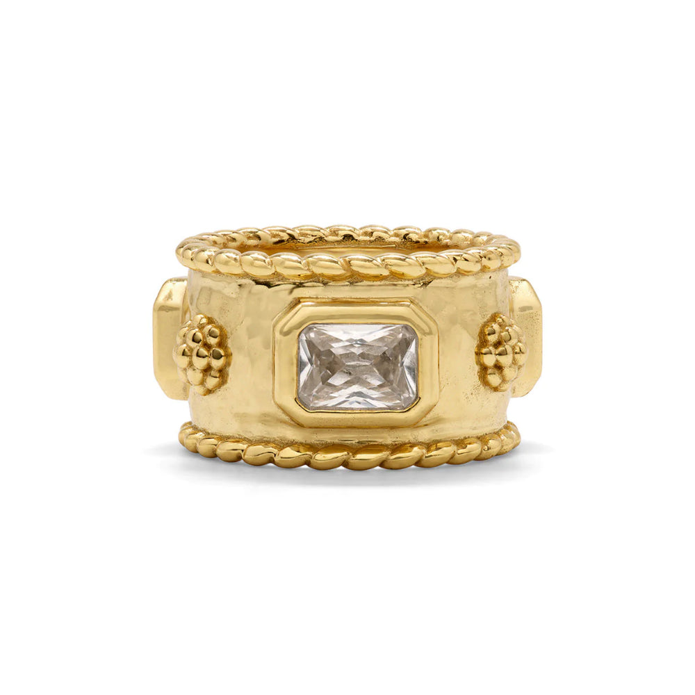 Capucine de Wulf Clear Cubic Zirconia Berry Band Ring - Size 7 | Elegant Stackable Jewelry for Women, Perfect for Weddings, Anniversaries & Everyday Wear