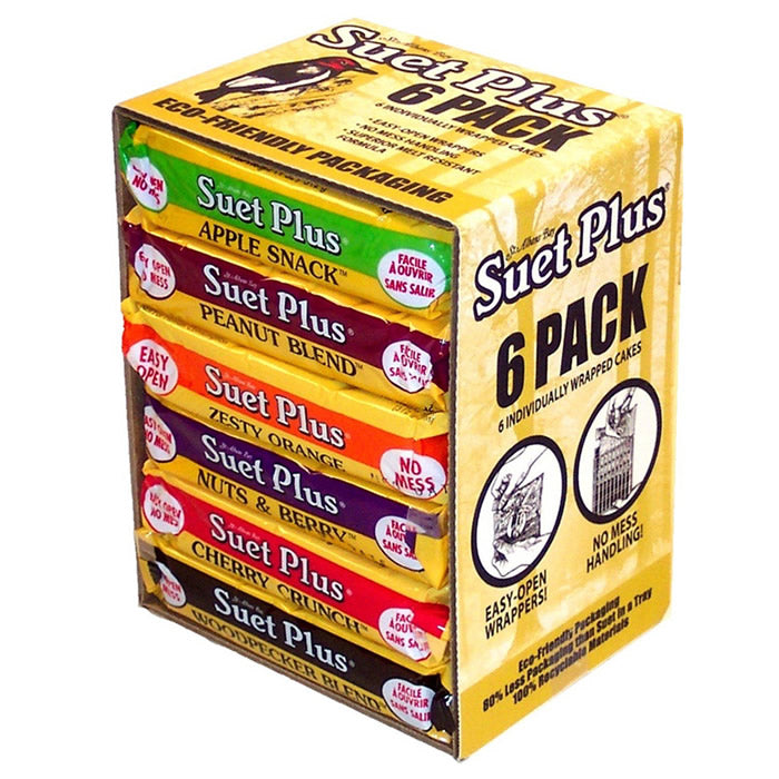 Suet Plus Variety Pack - 6 High-Energy Bird Food Cakes for Wild Birds | Perfect for Backyard Bird Feeding in Winter & All Seasons