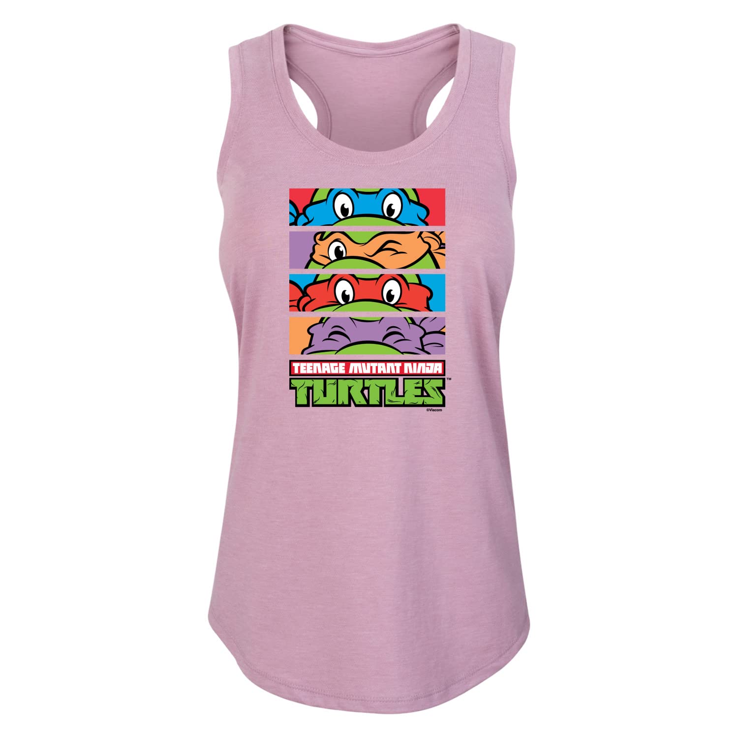 Women's Racerback Tank Top - Teenage Mutant Ninja Turtles Stacked Faces Design - Hybrid Apparel | Perfect for Cosplay, Comic Con & Casual Summer Outfits