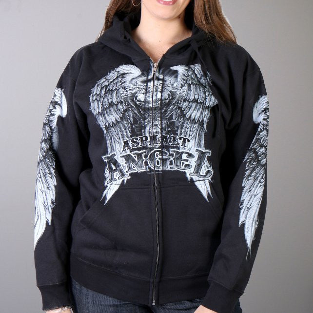 Hot Leathers Asphalt Angel Zip Up Hoodie with Wings - Stylish Hooded Sweatshirt for Men & Women | Perfect for Motorcycle Riders, Biker Events & Casual Streetwear Fashion