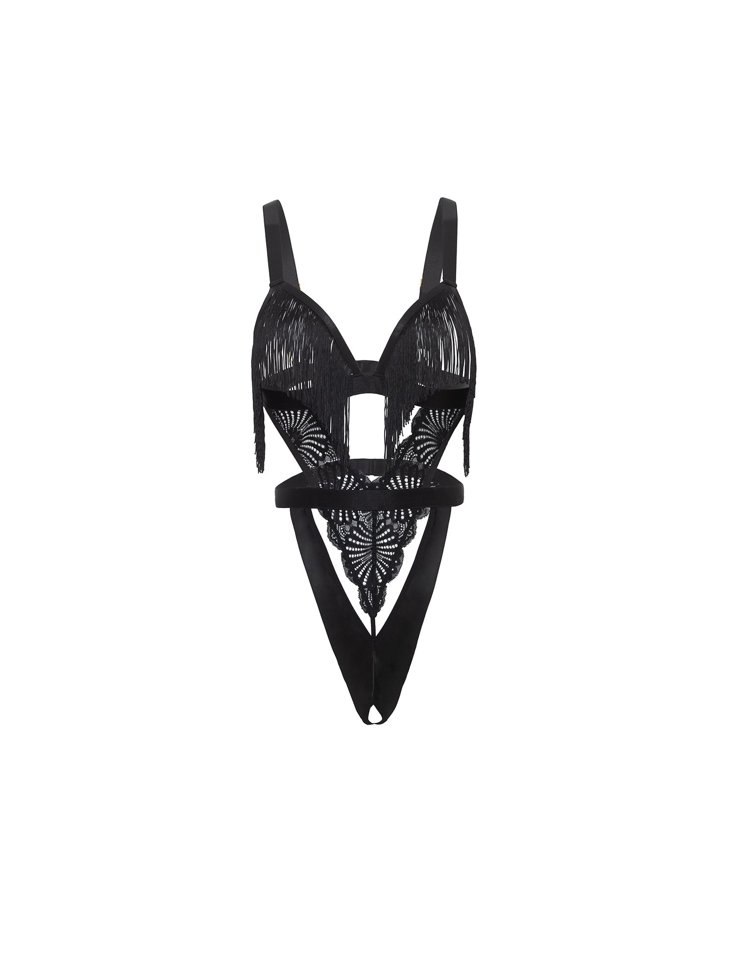 Annika Fringe Open Cup Teddy Bra - Sexy Lingerie for Women, Comfortable & Supportive, Perfect for Date Night & Boudoir Photography