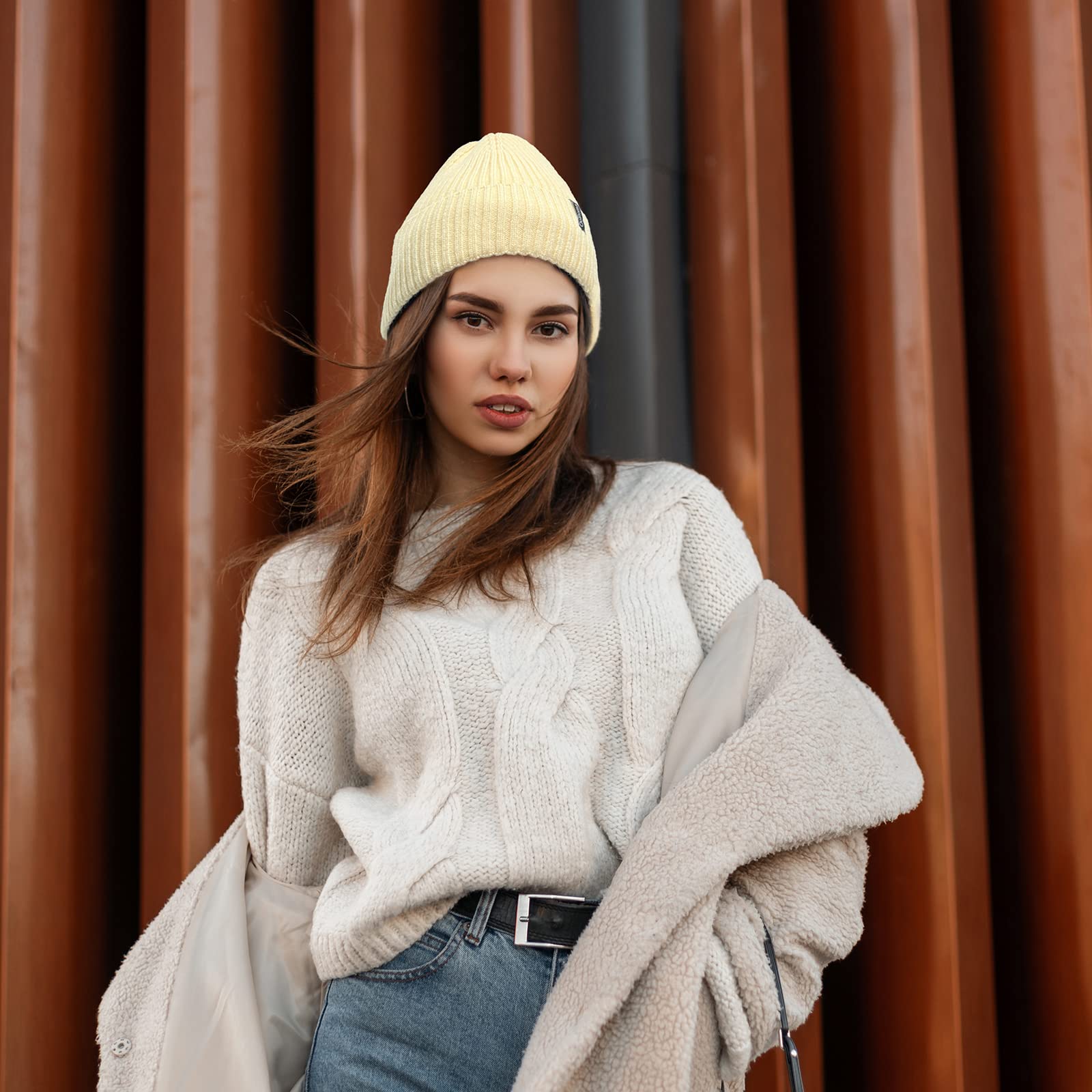 Ocatoma Unisex Beanie for Men & Women - Soft Warm Winter Knit Cuffed Hat for Skiing & Outdoor Activities - Cold Weather Accessory