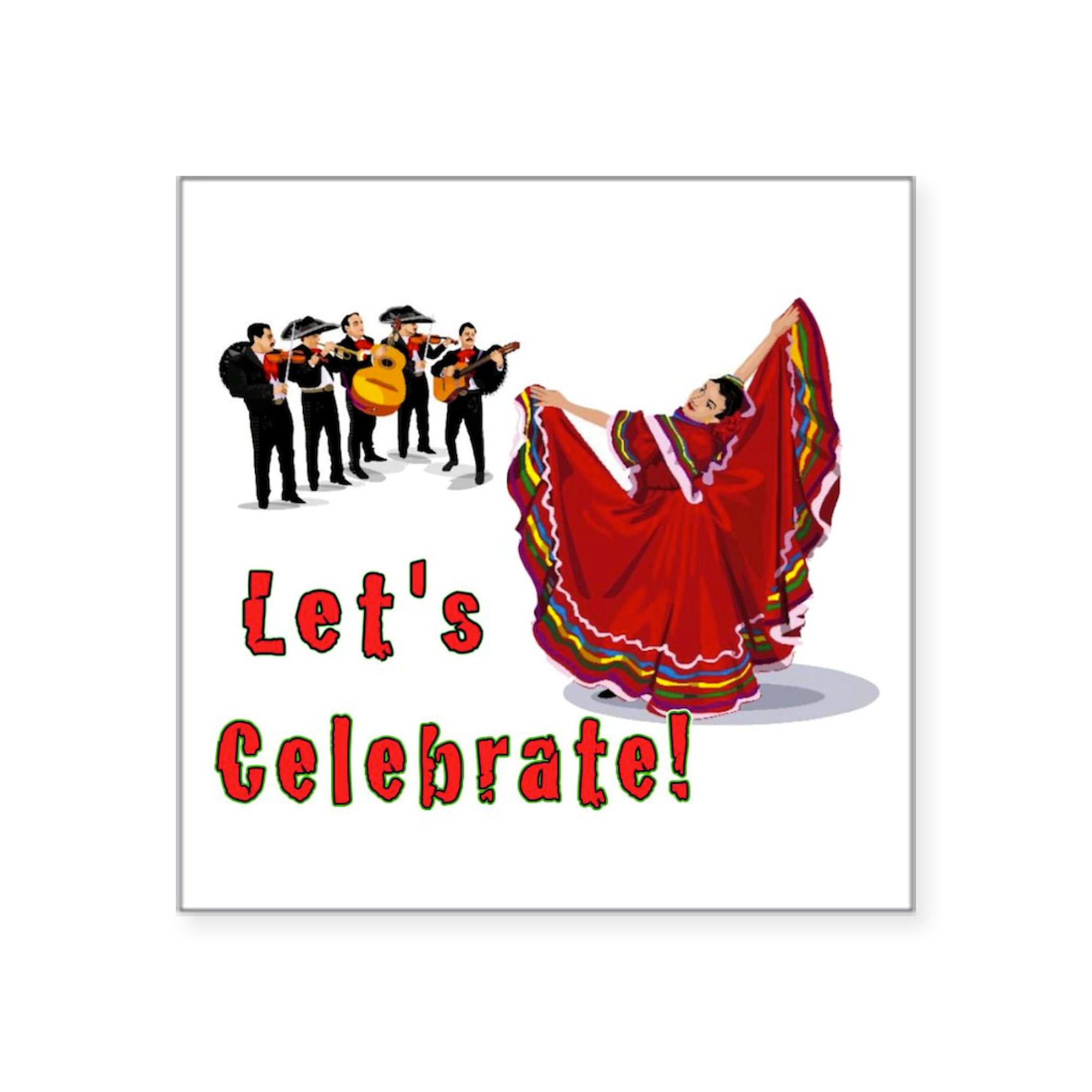 Mariachis & Mexican Dance Square Bumper Sticker 3x3 Inch - Durable Car Decal for Windows, Laptops & DIY Crafts - Perfect for Cinco de Mayo, Hispanic Heritage Month & Fiesta Decorations