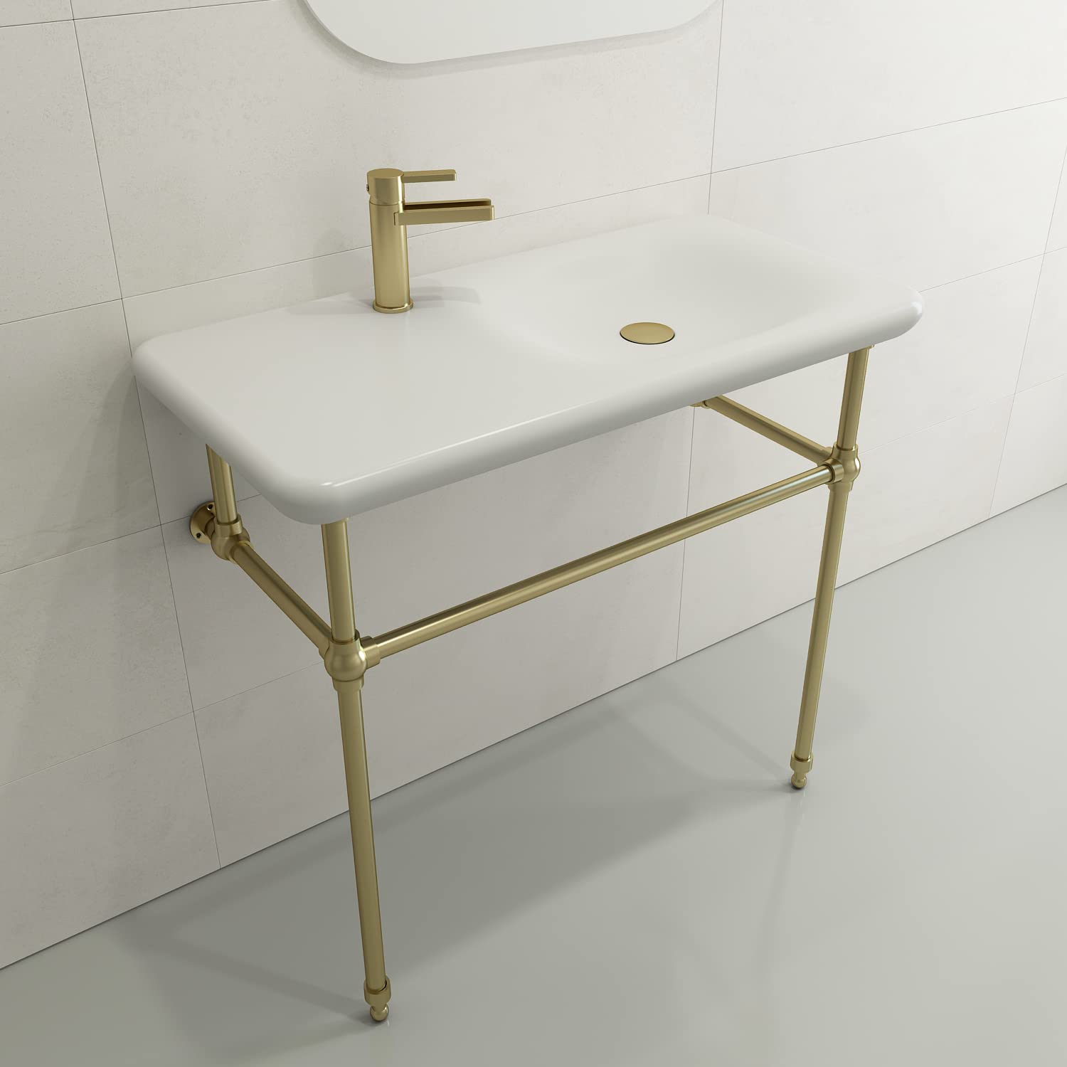 BOCCHI Metal Console Leg Set in Matte Gold - Sturdy Furniture Legs for Sofa, Table, Desk, and Cabinet - Perfect for Living Room, Bedroom, and Office Decor