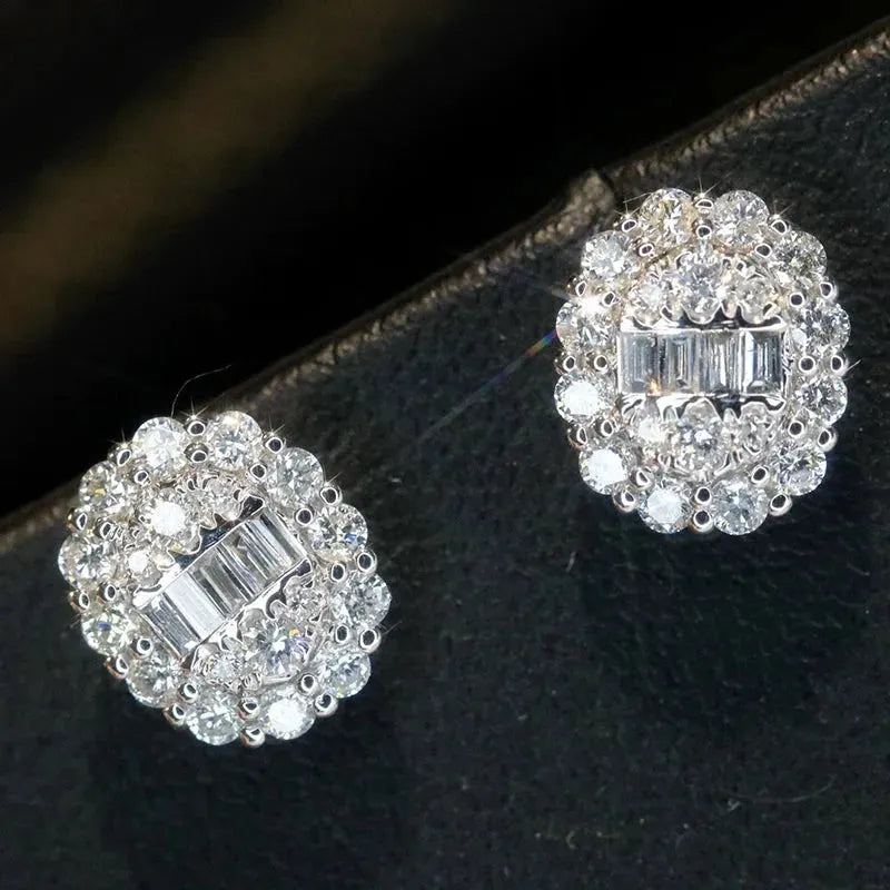 18K White Gold Diamond Stud Earrings for Women - 1.0 Carat Natural Real Diamond Luxury Wedding Jewelry Set - Perfect for Bridal, Anniversary, and Special Occasion Gifts