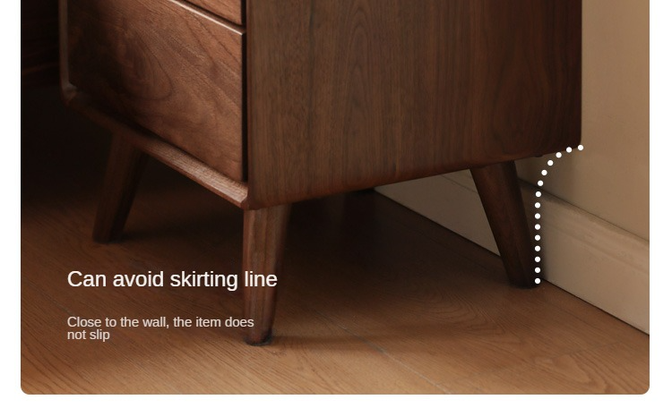 Solid Black Walnut Wood Classic Nightstand - Stylish Bedside Table for Bedroom, Living Room & Guest Room